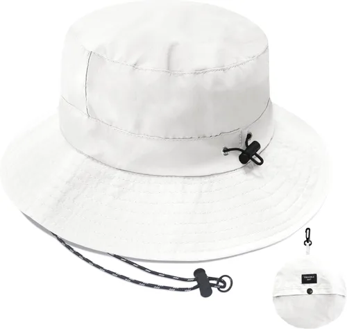 Vista 22 de PFFY Waterproof Bucket Hats for Men Women Packable Sun Hat for Outdoors Caqui Sólido