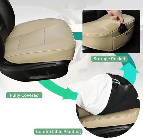 Vista 2 de Funda protectora de lujo para asiento de coche en cuero sintético - Funda para asiento delantero - Funda para base de asiento individual