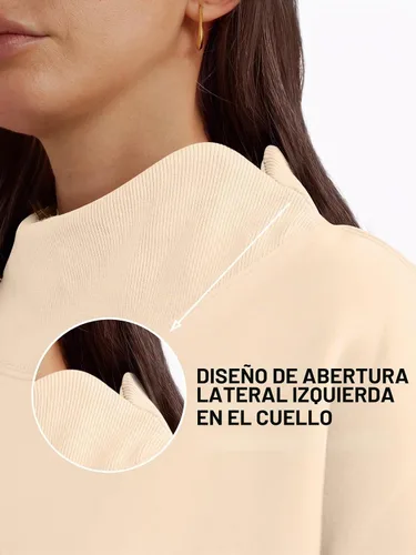 Vista 6 de Trendy Queen Sudaderas de cuello alto para mujer, de gran tamaño, trajes de Albaricoque