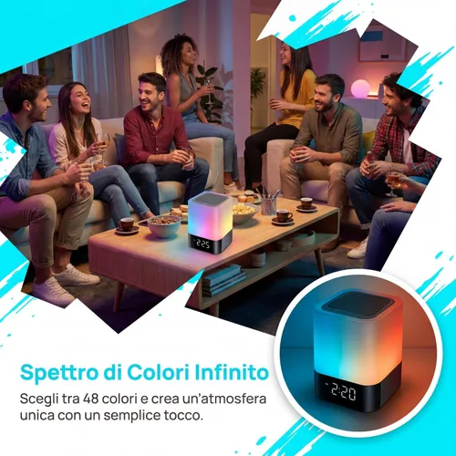 Vista 6 de Gallstep Luces nocturnas Altavoz Bluetooth, despertador, altavoces Bluetooth, sensor táctil, lámpara de noche regulable multicolor cambiante
