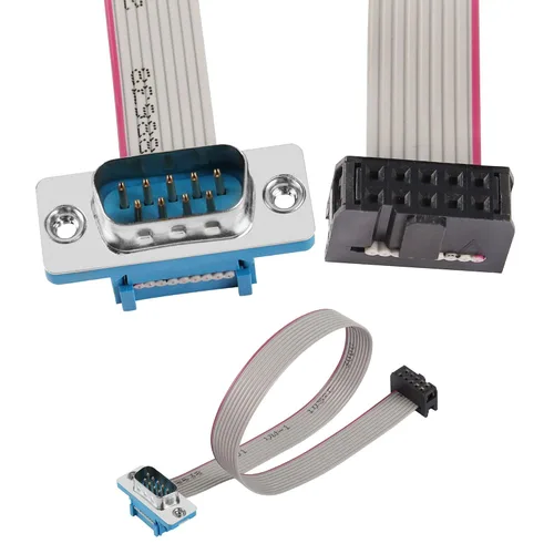 Vista 2 de DB9 a 10-Pin IDC Serial Cable, RS232 Serial Macho a 10 Pin Placa Base Header Flat Ribbon Cable (1.0 ft)