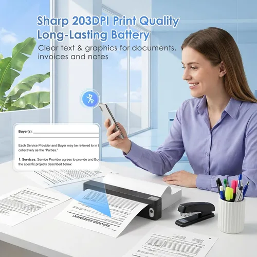 Vista 5 de JADENS Impresora térmica portátil de la letra de los E.E.U.U. con Bluetooth