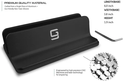 Vista 2 de Soporte vertical para computadora de escritorio [ajustable] Base de aluminio resistente para todas las computadoras portátiles (hasta 20.3 pulgadas)