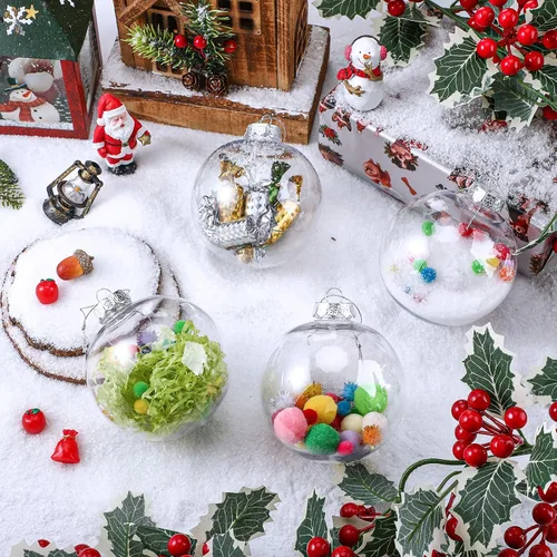 Vista 4 de Wettarn 12 bolas de adornos de Navidad transparentes de 4 pulgadas