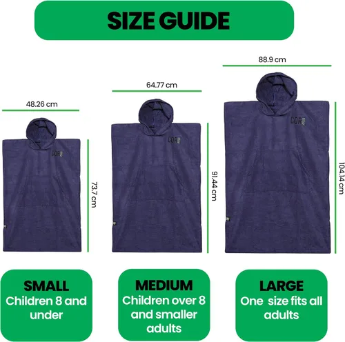 Vista 5 de COR Surf - Poncho de toalla de cambio con capucha y bolsillo delantero Toalla gruesa de microfibra de secado rápido Fits Teens & Petite Adults