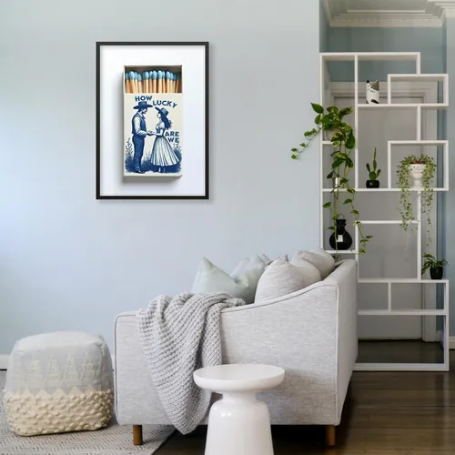 Vista 4 de ¿Qué Tan Afortunados Somos Arte de Pared Azul Posavasos Poster 08x10 pulgadas Enmarcado Preppy Costero Cowgirl Impresiones Románticas Decoraciones