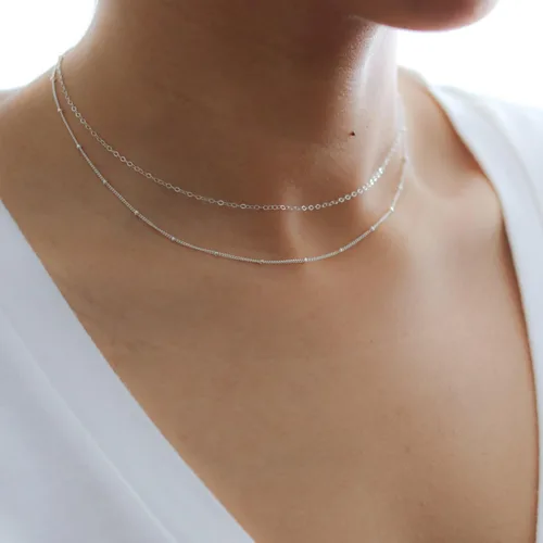 Vista 3 de Collares en capas para mujer, modernos collares en capas de oro de 14 quilates para mujeres, collares de cadena de oro de moda, joyería