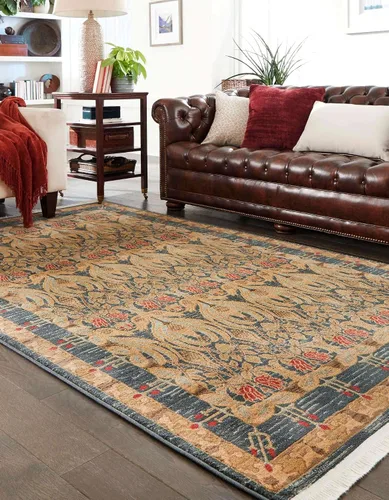 Vista 4 de Unique Loom Edinburgh Collection - Alfombra rectangular (2 pies x 3 pies 1 pulgada, rectangular, azul marino/bronceado)