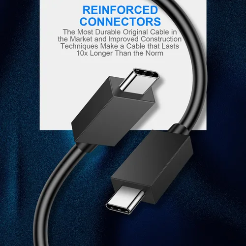 Vista 8 de Cargador para controlador PS5 – Pack de 2 cables de carga de 1.52 m OEM originales de 3A con cable de datos USB C a USB C, accesorios