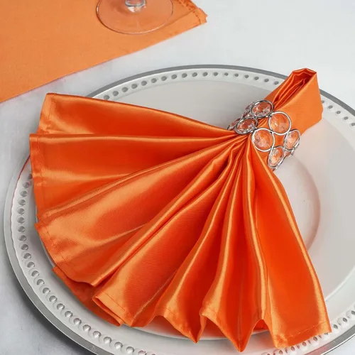 Vista 13 de Efavormart - Servilletas de lino de satén de terracota de 20 x 20 pulgadas para decoración de bodas, cumpleaños, restaurantes, fiestas, 25