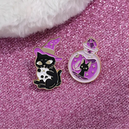 Vista 7 de Creative Cat Themes - Juego de pines esmaltados con diseño de gatos, broche para mochila, bolsa, sombrero, regalos para los amantes de los gatos