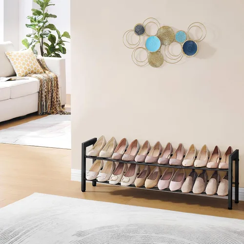 Vista 2 de FAVOOSTY Zapatero Expandible de 2 Niveles, Estante Ajustable para Zapatos Organizador de Almacenamiento que Ahorra Espacio de Metal Independiente
