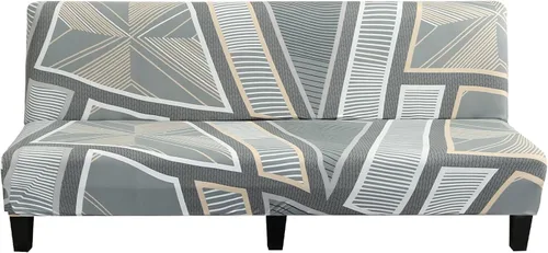 Vista 19 de LiveGo Fundas para futón sin brazos, funda elástica plegable para sofá cama con parte inferior elástica, funda de sofá ajustable estampada, Negro