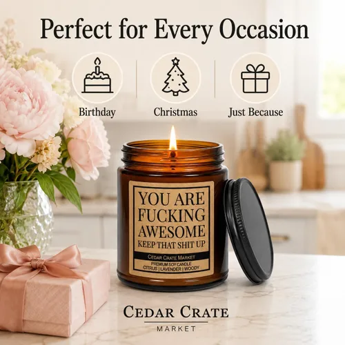 Vista 5 de Cedar Crate Market - Vela You are Fucking Awesome (You are Fucking Awome), divertido regalo de aliento para amigos, compañeros de trabajo, familia