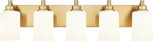 Vista 15 de Lámparas de baño, lámpara de tocador moderna de 4 luces con pantalla en forma de copa de vino de vidrio transparente, accesorios de iluminación Negro