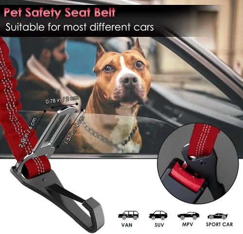 Vista 67 de SlowTon Cinturón de seguridad para perro, correa de cinturón de seguridad ajustable para perro, 2 en 1, cinturón de seguridad para perro