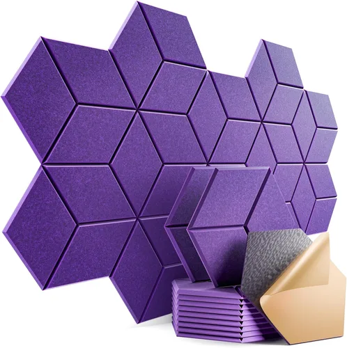 Vista 140 de Paquete de 12 paneles acústicos autoadhesivos de 12 x 10 x 0.4 pulgadas, paneles de espuma a prueba de sonido con alta densidad, elegante diseño