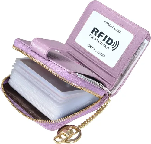 Vista 8 de Beurlike billetera de cuero, con tarjetero con bloqueo RFID, organizador, billetera segura para mujer