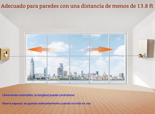Vista 4 de Tendedero retráctil para exteriores e interiores, resistente de acero inoxidable ajustable con cuerda de secado de alambre con funda de ABS + 0