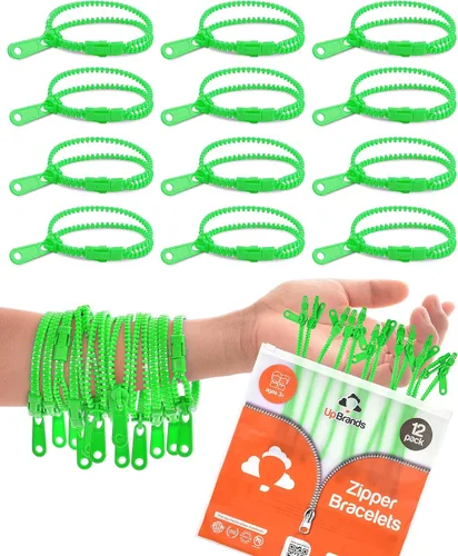 Vista 13 de UpBrands Paquete de 12 pulseras azules con cremallera de 7 pulgadas, recuerdos de fiesta inspirados en el océano para el Día Mundial de los Océanos