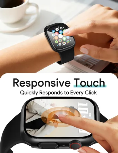 Vista 4 de JR.DM - Juego de 2 fundas de policarbonato duro de 38 mm con protector de pantalla de vidrio templado HD para Apple Watch Series 3/2/1, protector