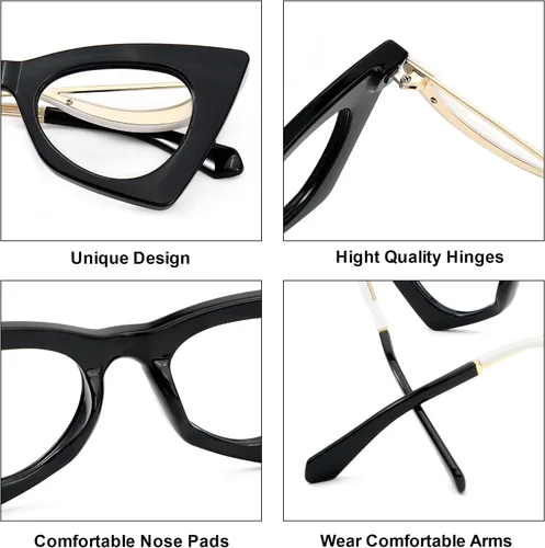 Vista 5 de VOOGLAM Lentes de bloqueo de luz azul de ojo de gato para mujer, antifatiga ocular con marco elegante