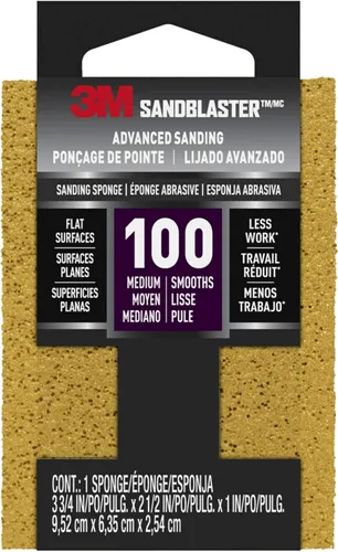 Vista 10 de 3M SandBlaster Esponja de lijado, dorado, 3.75 pulgadas x 2.5 pulgadas x 1 in., grano 180 Oro
