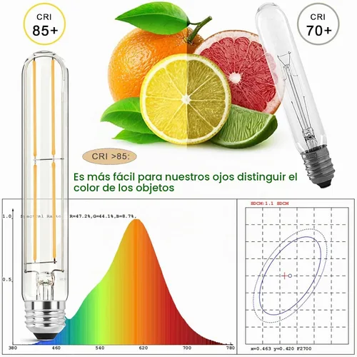 Vista 8 de Bombilla LED E26 de 7.3 pulgadas, 6 W, regulable, bombillas Edison blancas suaves de 2700 K, 800 lm, igual a 80 W, tubular T10 T9, bombilla larga