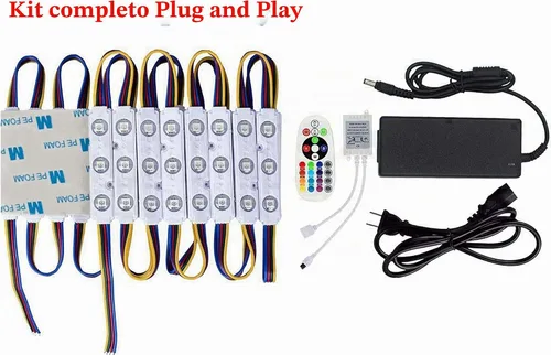 Vista 3 de Kit de luces LED para ventana de tienda de 10 pies, módulo de luz LED inyectado RGB 5050 con clavijas de alimentación y control remoto de 24 teclas