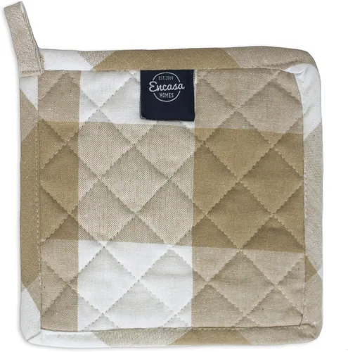 Vista 2 de Encasa XO Soportes para ollas, almohadillas acolchadas para cocina, 8 x 8 Cuadros beige búfalo