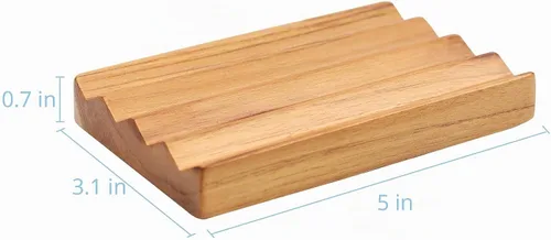 Vista 8 de HTB - Jabonera de teca para ducha, paquete de 2 unidades de HTB, soporte decorativo de madera para jabón de baño, diseño de base elevada