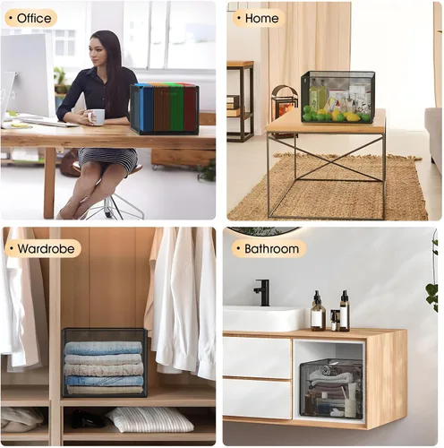 Vista 5 de Caja Organizadora de Archivos Colgante MaxGear, Caja de Almacenamiento de Carpetas de Archivos de Malla Metálica Negra para Tamaño Carta/Oficio