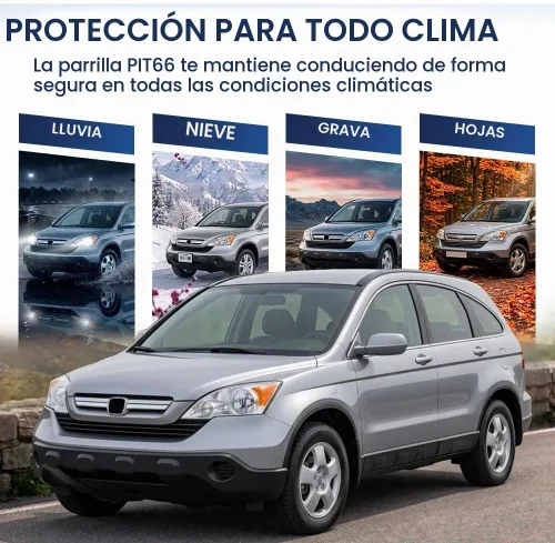 Vista 6 de PIT66 Protector de parrilla de parachoques delantero superior e inferior, compatible con Honda CRV 07-09 negro/cromo