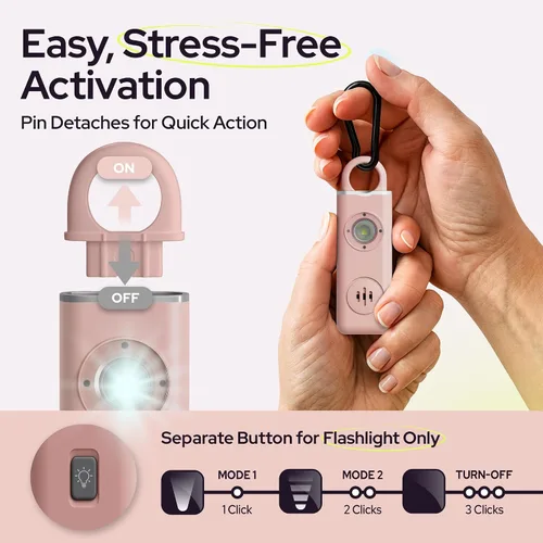 Vista 3 de Alarma de seguridad personal Weten para mujeres - Sirena de pánico de 130 dB de volumen alto en llavero, paquete de 3 unidades - Silbato