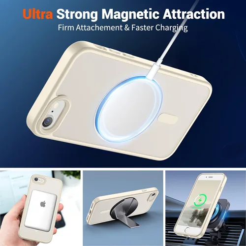 Vista 5 de SUPFINE Funda magnética para iPhone SE 2022 (3ª)/2020 (2ª), iPhone 8 (compatible con MagSafe) (protección contra caídas de grado militar), funda
