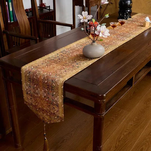 Vista 17 de Extra Long 2-Piece Table Runner Set 118, Waterproof Banquet Table Decor, Double Sided Event Cloth, Heavy Duty Tea Mat, Washable Reversible Brocade