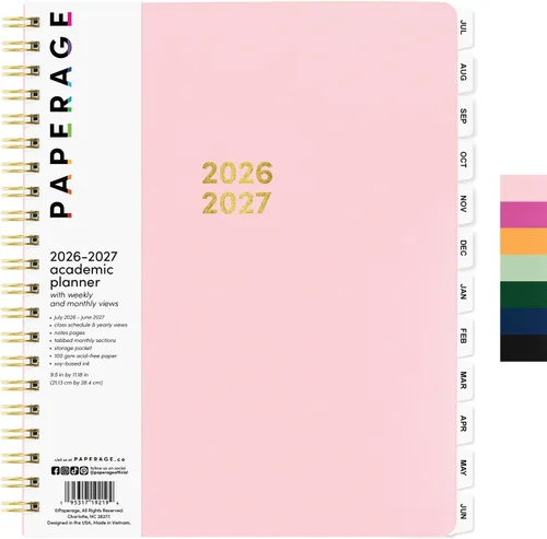 Vista 15 de PAPERAGE Agenda académica, agenda semanal y mensual y calendario, 12 meses, julio de 2026 a junio de 2027, (9.5 x 11 pulgadas), agenda de Negro