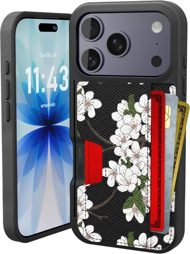 Vista 94 de Smartish Funda tipo cartera para iPhone 11 Pro - Wallet Slayer Vol. 2 [soporte protector delgado] tarjetero (seda) - Black Tie Affair