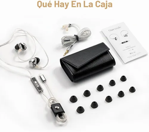 Vista 4 de Questyle NHB12 - Auriculares con cable para iPhone con amplificadores de auriculares [Certificado Apple MFi] Verdaderos auriculares intrauditivos