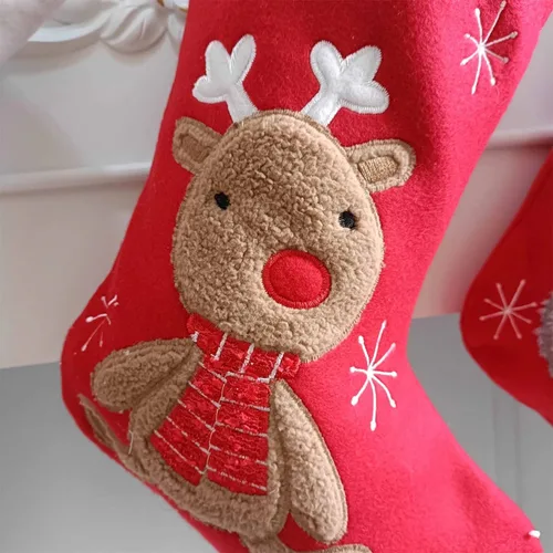 Vista 4 de Personalized Christmas Stocking - Embroidered with Name - Customized Holiday Family Set (Fox)