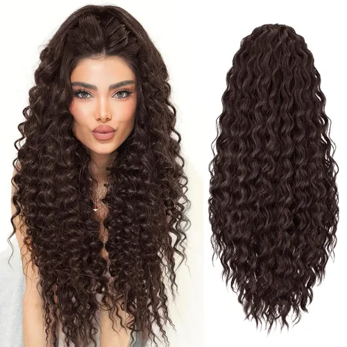 Vista 19 de FREEMEIGE Extensión de cola de caballo, cola de caballo rizada ondulada de 8 pulgadas para mujeres negras, corto, suave, natural, sintético, grueso