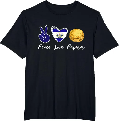 Vista 44 de Pupusas Lover Love Peace El Salvadaor Camiseta Comida Salvadoreña