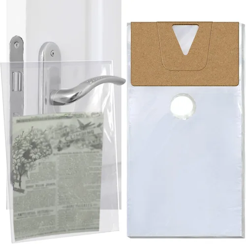 Vista 8 de Henoyso 1000 bolsas para colgar puertas, de plástico transparente, bolsas para colgar pomos de puerta, impermeables, paquetes de periódicos