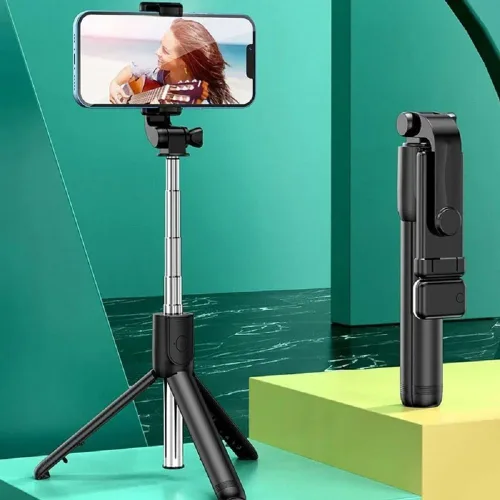 Vista 8 de PINHEN Trípode para teléfono y palo para selfie, 3 en 1, extensible con rotación de 360°, soporte de trípode con control remoto inalámbrico