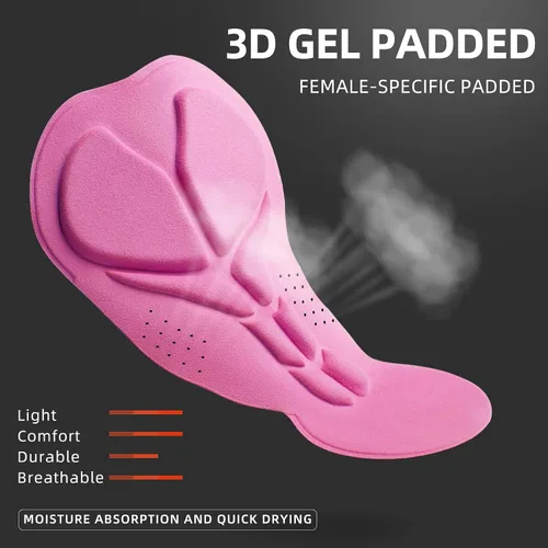 Vista 3 de ROCKBROS Pantalones cortos de ciclismo acolchados para mujer, con acolchado 3D, pantalones cortos de ciclismo para ciclismo en interiores