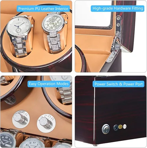 Vista 3 de JQUEEN 4 bobinas automáticas de reloj con 6 cajas de almacenamiento