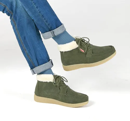 Vista 5 de TRULAND Botas de invierno para mujer Botas de tobillo con forro de piel de gamuza resistentes al agua