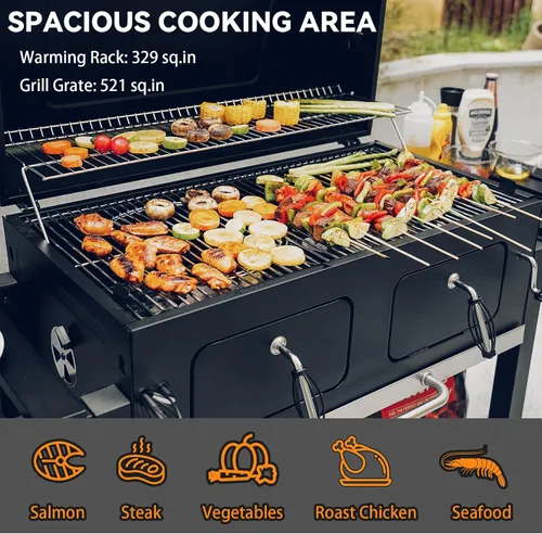 Vista 3 de ONLYFIRE GRILLS Parrilla grande de carbón para barbacoa de 64.5 pulgadas