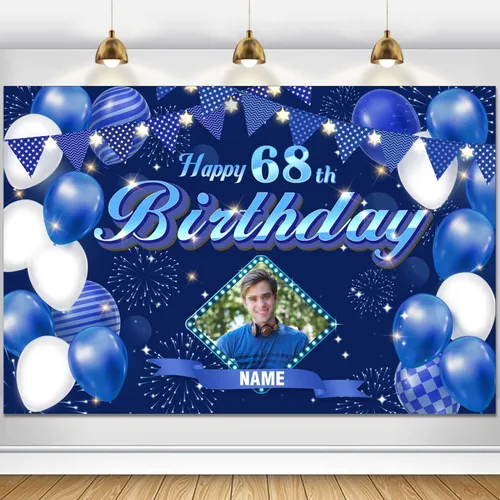 Vista 101 de Dicodes Fondo de decoración de feliz cumpleaños número 100 color azul marino personalizado, cartel con purpurina, pancarta, suministros