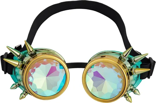 Vista 98 de Gafas caleidoscopio para raves trippy psicodélico steampunk con lentes de cristal de difracción de prisma arcoíris